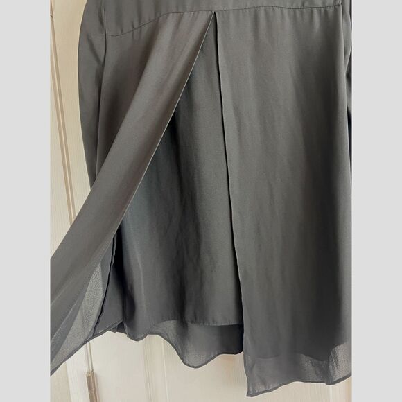 White House Black Market Women's Button Up Long Sleeve Blouse Black Size 4 - Picture 4 of 11